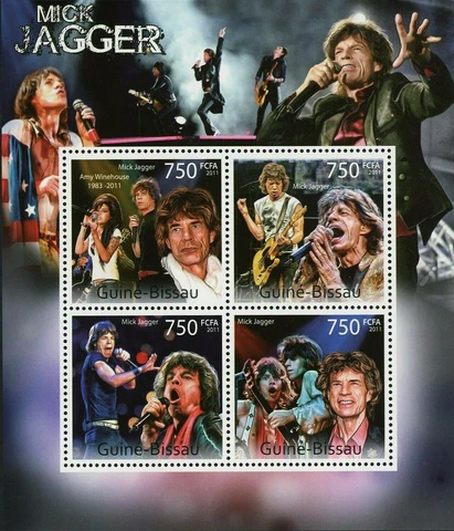 Mick Jagger Stamp Amy Winehouse Rolling Stones S/S MNH #5641-5644 Cover