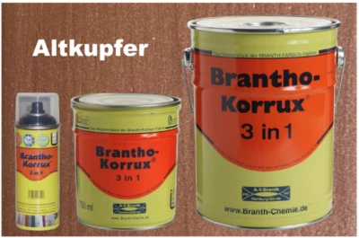 Brantho-Korrux 3in1 Altkupfer - Kupfer Zinkfarbe - Spray 400 ml / 750 ml / 5 L - Bild 1 von 4
