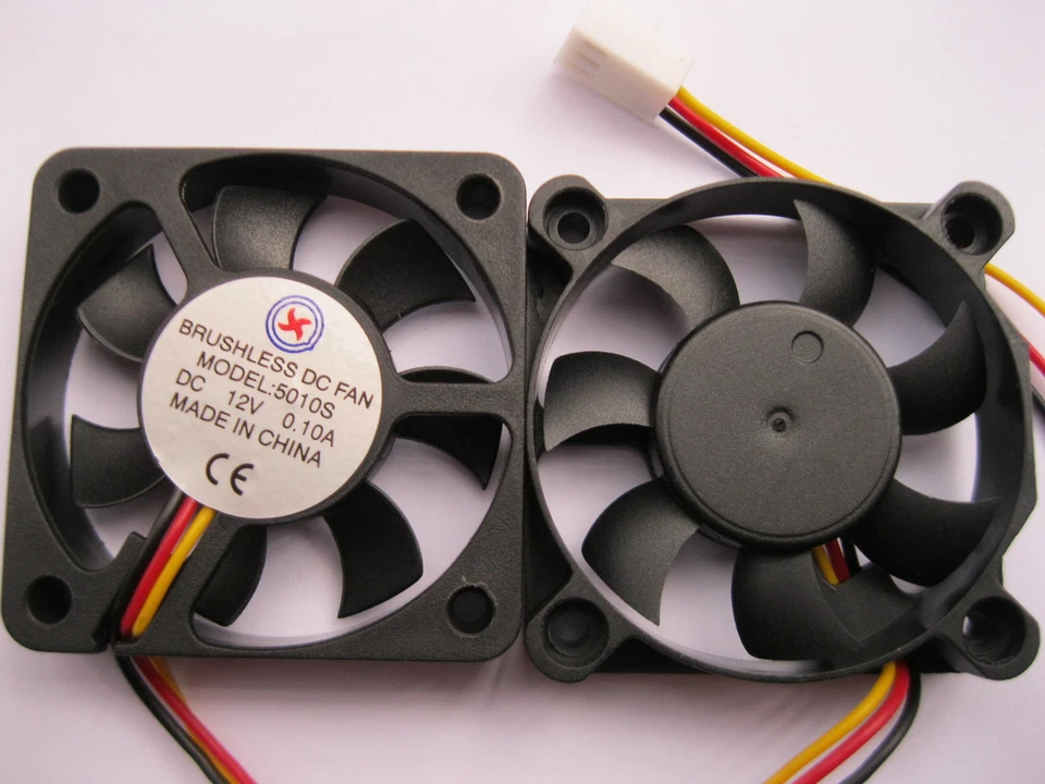 2 pcs Brushless DC Cooling Fan 7 Blade 12V 5010S 50x50x10mm 3Wire Sleeve Bearing - Image 1 of 1