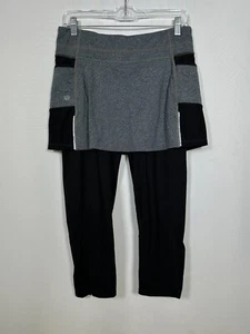 Athleta Be Free 2 In 1 Athletic Gray Black Skirt Crop Leggings Women's MEDIUM - Picture 1 of 9