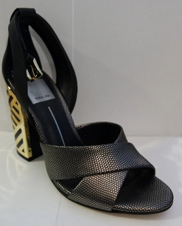 Sandalias Dolce Vita LEKA Pump Block Tacones Punta Abierta Metálicas Gris Dorado MUJER TALLA 6 Foto 1 de 1