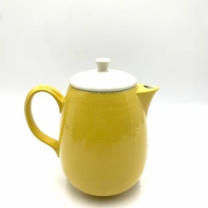 Yellow Porcelain Teapot White Lid - Picture 1 of 7