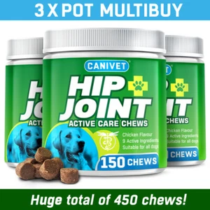 CANIVET 3 tubs OFFER - Dog Supplements - 150 High Strength Joint Care Chews - Picture 1 of 9