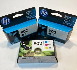Lote de cartuchos de tinta negros originales HP 902 tricolor 3PK y 902 OEM EXPIRADO mayo 2022 - Imagen 1 de 5