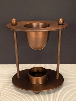 Calentador de aceite de cobre vintage y candelabro aceites esenciales de incienso Foto 1 de 4