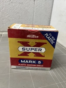 VINTAGE EMPTY BOX SHOTGUN SHELL SHELLS GUN RIFLE DUCK WESTERN SUPER X ADVERTISE - Picture 1 of 5