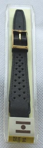 HIRSCH HGT 25 Perforated Black LEATHER WATCH STRAP 14mm Open End - New - Picture 1 of 4