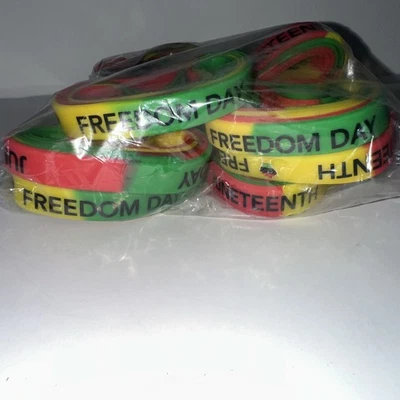 Pulseras pulsera Juneteenth goma 90 unidades goma a granel afroamericana Foto 1 de 3