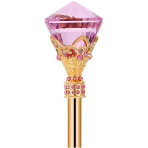 Eleganter goldener Festival Zauberstab mit rosa Kristallkugel - perfektes Kostümzubehör - Bild 1 von 8