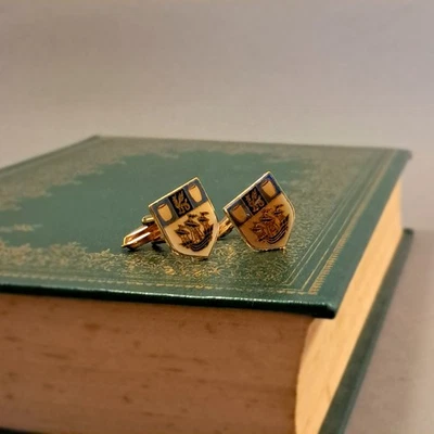 Boat Crest design Vintage cufflinks stainless steel gold plated LL-099 - Image 1 of 3