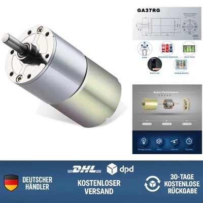 DC 12V Getriebemotor 10RPM hochdrehmoment Metallgetriebe Kupferwickelwelle 37mm - Bild 1 von 4