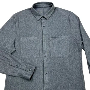 Lululemon Shirt Mens Medium Grey Soft Knit Button Up Casual Overshirt - Picture 1 of 6