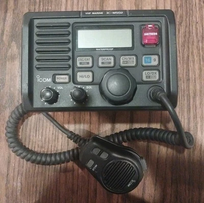 Icom IC-M502 DSC Marine VHF Radio W/ Attached Mic - Used - Tested - Image 1 of 4