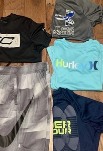 UNDER ARMOUR/Nike/Hurkey LOT of 5 BOYS YOUTH Large Short Sleeve T-shirts/shorts - Picture 1 of 13