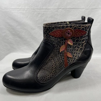 L'Artiste Spring Step Leather Womens Ankle Booties Floral Boho EU 42 US 10.5 - Image 1 of 4