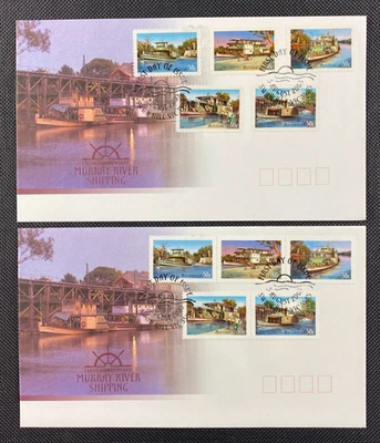 2 x 2003 Murray River Shipping FDC First Day Covers Swan Hill (Vic) matasellos Foto 1 de 2
