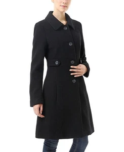 kimi + kai Women's Classic Heather Wool Walking Coat Formal Casual Chic Black S - Picture 1 of 7