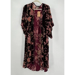 Kimono para mujer A Rare Bird talla única terciopelo quemado boho floral romántico capricho - Imagen 1 de 8