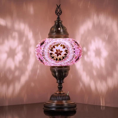 Lámpara de mesa de mosaico turco marroquí a batería - 12”H, 5”W, portátil Sta... Foto 1 de 4