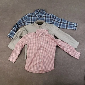 Lot of 3 Properly Tied Button Up Shirt Boy Size 7 Beige Blue Plaid Long Sleeve - Picture 1 of 24