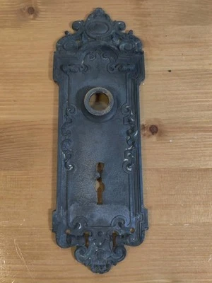 Sargent & Co. Antique Fancy Victorian Iron Passage Doorplate ~9.5x3.5" - Image 1 of 4