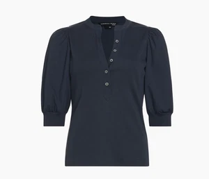 Top Veronica Barba Coralee Manga Abullonada Azul Marino Mujer Talla:2XL - Imagen 1 de 8