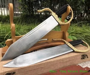Cuchillo ancho chino KunFu Dao camping espada corta doblado acero espada #1346 - Imagen 1 de 8