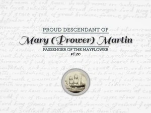 Mary (Prower) Martin  - Mayflower Pilgrim Commemorative 8x10 print certificate - Picture 1 of 2