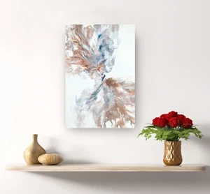 Original painting explotion pastel tones gently art for bedroom fluidart signe - Picture 1 of 9