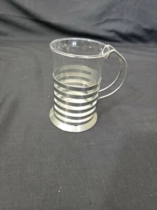 ITALIAN STAINLESS STEEL & GLASS MODERN DESIGNER COFFEE GLASS CUP MUG - Foto 1 di 7