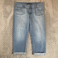 Womens 16 Calvin Klein Capri Denim Blue Jeans Light Wash Mid Rise Stretch