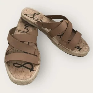 Sam Edelman Averie Espadrille Strappy Tan Leather Sandal SIZE 10M New - Picture 1 of 6