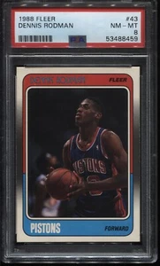 PSA 8 1988-89 Fleer #43 Dennis Rodman RC Detroit Pistons - Picture 1 of 2