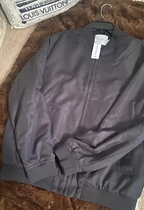 Topman Black Bomber Style Jacket Men’s Size Large - Picture 1 of 5