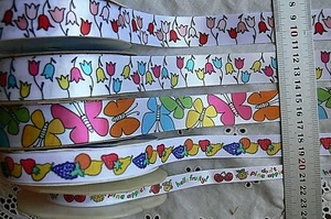 Satin & Grosgrain 10, 17 & 24 mm Wide 2 Metres 5 diff Designs/Colour Choice SH5B - Picture 1 of 10
