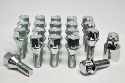 20 x Alloy Wheel Bolts Nuts with locking Bolts Renault Kangoo 26mm. B12 — 第 1/2 张图片