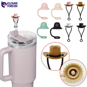 Paquete de 4/8 cubiertas de punta de paja de silicona para copa Stanley gorra de vaso toppers sombrero de vaquero - Imagen 1 de 13