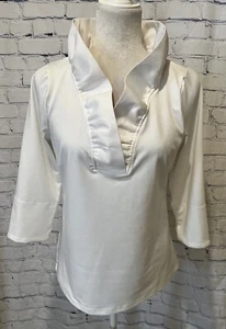 Gretchen Scott White TPRNSL Ruffneck Top Pink Stand Collar Designer Small - Picture 1 of 6