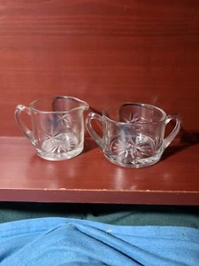CREAM & SUGAR SIX POINT STAR GLASS SUSQUEHANNA CRYSTAL USA - Picture 1 of 3