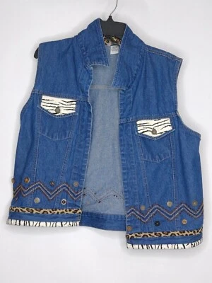 Stonebridge Womens Large Western Design Dual Pocket Sleeveless Casual Denim Vest - Image 1 of 4