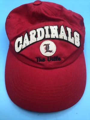 UofL Louisville Cardinals Adjustable Red Beige Hat Cap Basketball Top Of World - Image 1 of 4