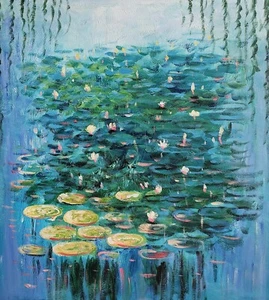 Monet Pond -#13, 24x20, 100% dipinto a mano riproduzione dipinto a olio - Foto 1 di 6