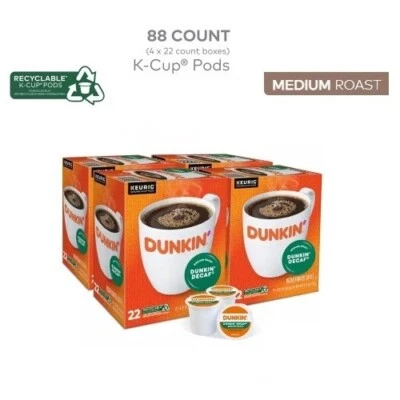DUNKIN' DONUTS Dunkin' Decaf Coffee, Medium Roast Coffee K-Cup Pods, 88 Count
