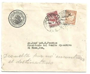 OFFICIAL Circulated COVER 1928 JUAREZ REMEDIOS FOUTAIN TO EL SAUZ RETURNED - Picture 1 of 1