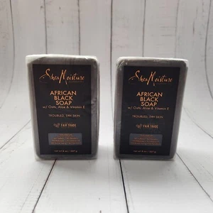 2× Shea Moisture African Black Soap w/ Oats, Aloe & Vitamin E, 8 oz - Picture 1 of 2