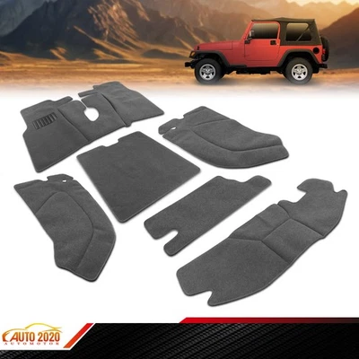 Fits Jeep Wrangler TJ 1997-2006 6pcs Floor Mat Interior Carpet Rug Kit GRAY Foto 1 de 4