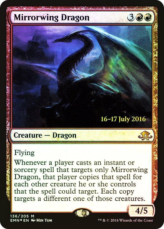 MTG FOIL Mirrorwing Dragon Prerelease Eldritch Moon  - Promo: Date Stamped #136s - Image 1 of 1