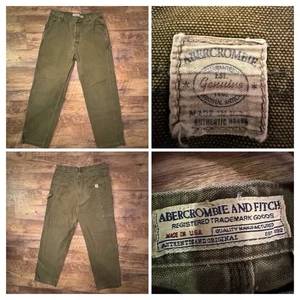 Vintage Abercrombie & Fitch Pants Mens 34 L Carpenter Button Fly Made USA 90s - Picture 1 of 14