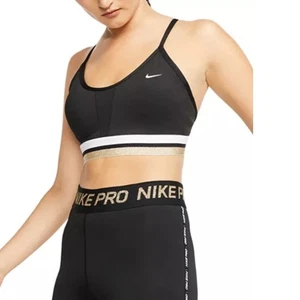 Nike Women's L Black Glam Dunk Indy Strappy Sports Bra Dri Fit Activewear Gym - Picture 1 of 6