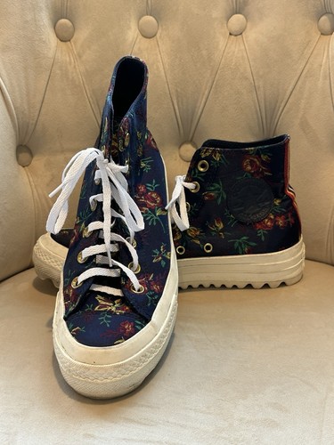 Sneakers Converse Lift Ripple Navy con plateau floreale taglia 8 5